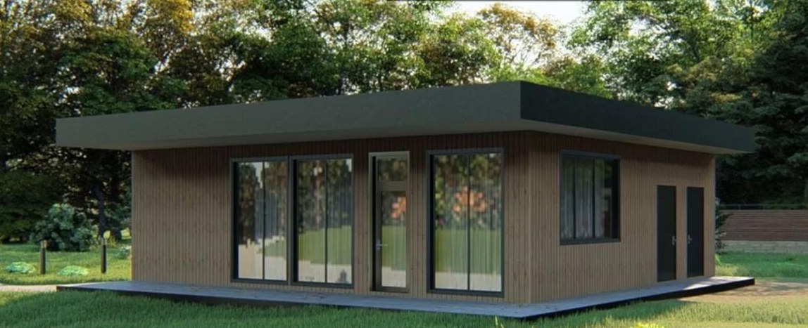 Modern 80 house plan render